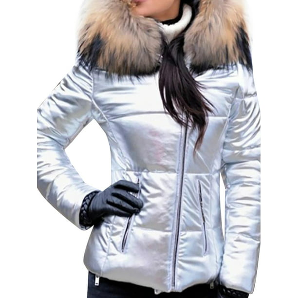 Womens Hooded Long Down Cotton Jacket Fur Collar Puffer Quilted Padded Coat New
